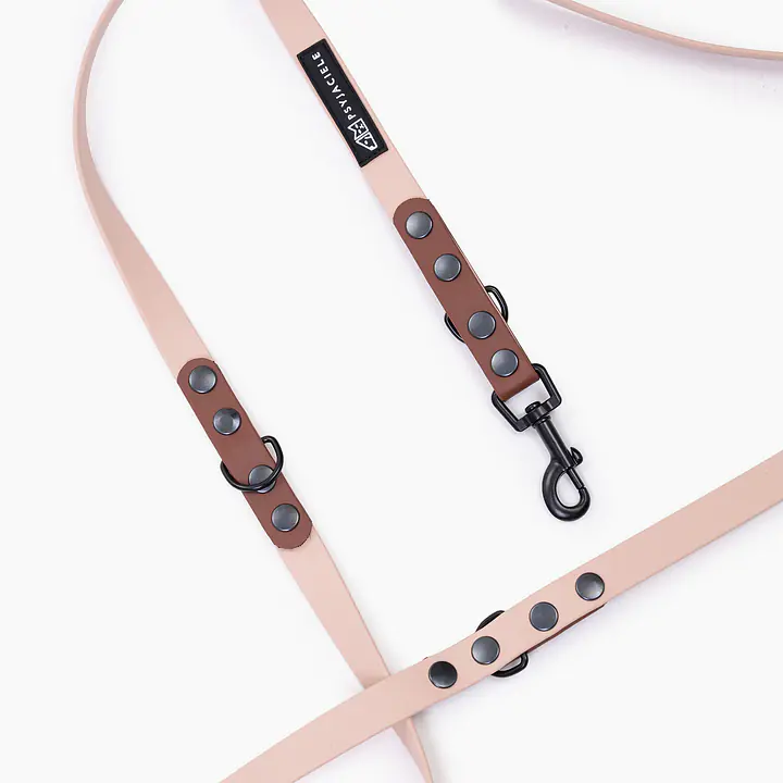 Smycz przepinana Biothane® dla psa lub kota "Beige with Brown" - Master