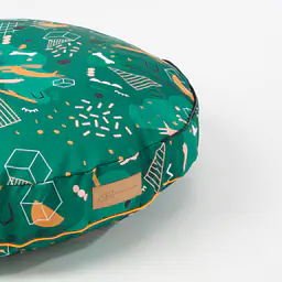 Cover for round pillow with a hood for your dog or cat  - pattern: Sleepy dogs, Size: L