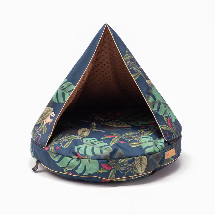 Cover for round pillow with a hood for your dog or cat  - pattern: Doggolage, Size: M