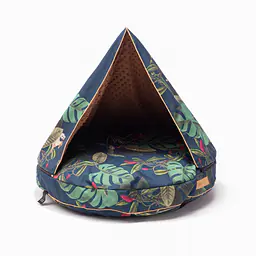 Cover for round pillow with a hood for your dog or cat  - pattern: Doggolage, Size: M