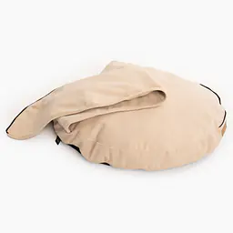 Round pillow with a hood for your dog or cat  - pattern: Dog on the beach, Size: M