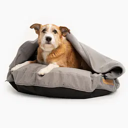 Round pillow with a hood for your dog or cat  - pattern: Made in grey, Size: S