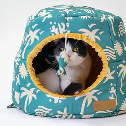 2-in-1 House and sofa for your dog or cat - pattern: Beach please, Size: M
