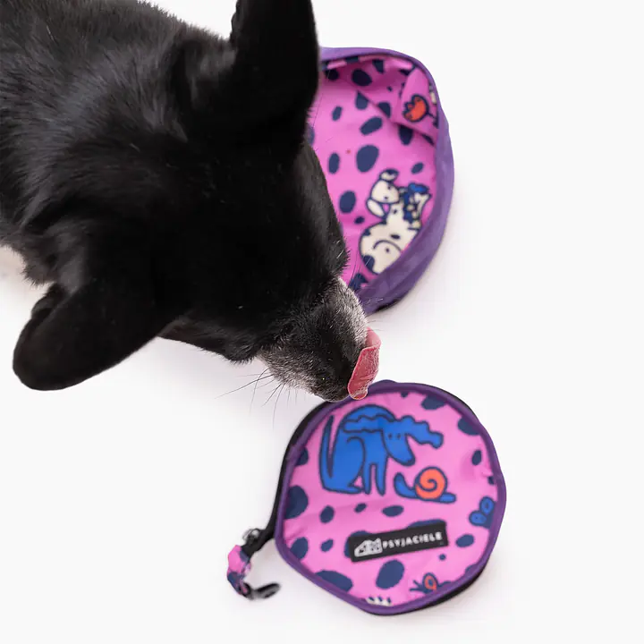 Foldable travel bowl  - pattern: Doggy style, Size: S