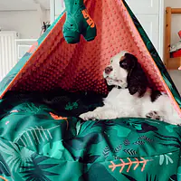 WYPRZEDAŻ Legowisko okrągła poducha z kapturem dla psa lub kota "Welcome to the jungle" - Master