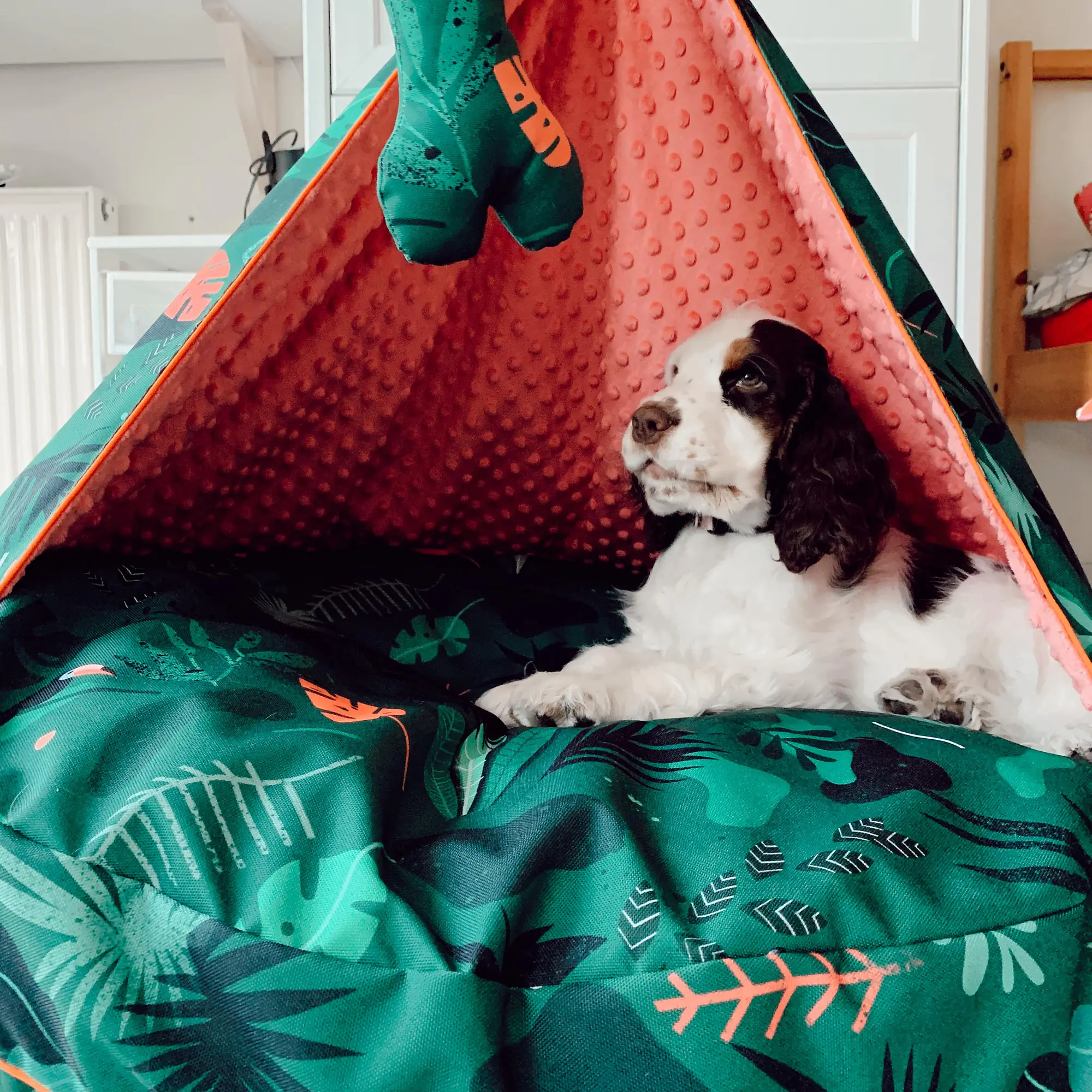 WYPRZEDAŻ Legowisko okrągła poducha z kapturem dla psa lub kota "Welcome to the jungle" - Master