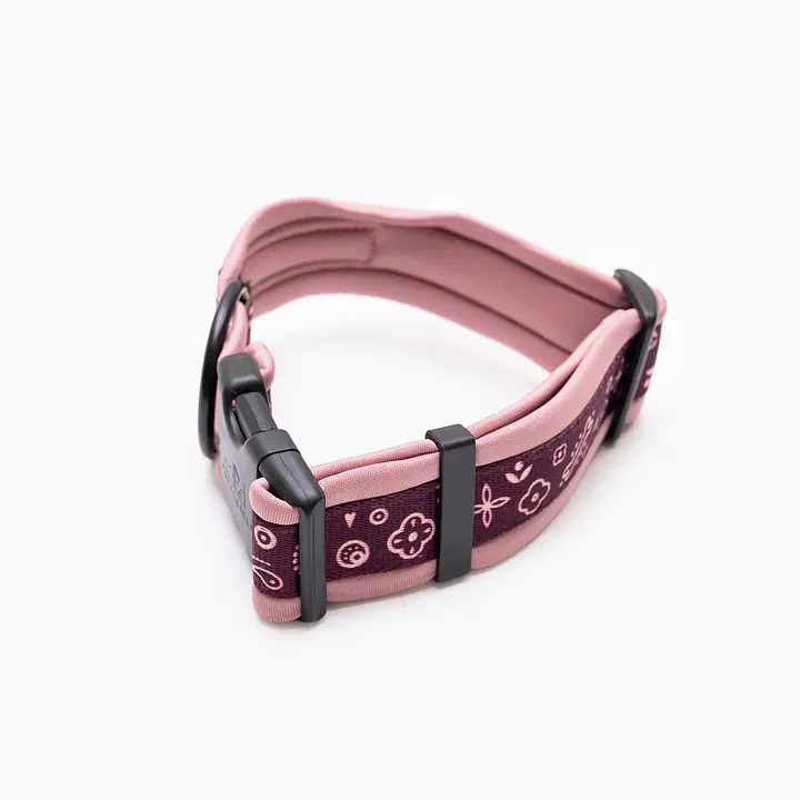 Obroża z klamrą SUPER SOFT "Bandana no drama" BAKŁAŻAN - Master
