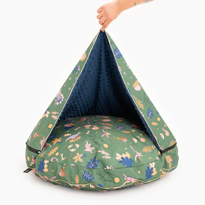 Legowisko okrągła poducha z kapturem dla psa lub kota "Oh my Gad" - Master