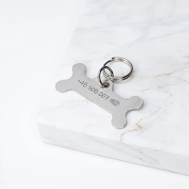 Steel ID tag - bone - Master