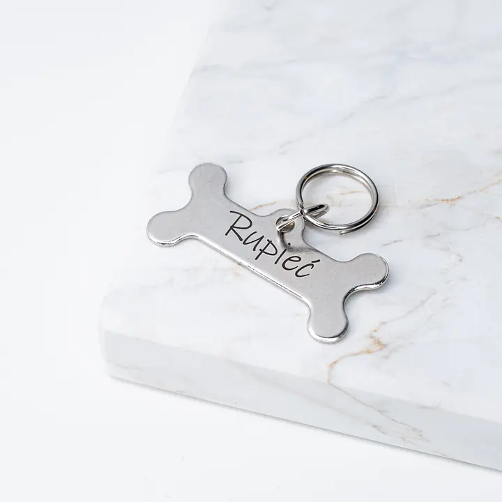 Steel ID tag - bone - Master