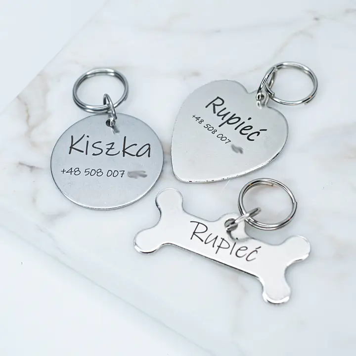 Steel ID tag - bone - Master