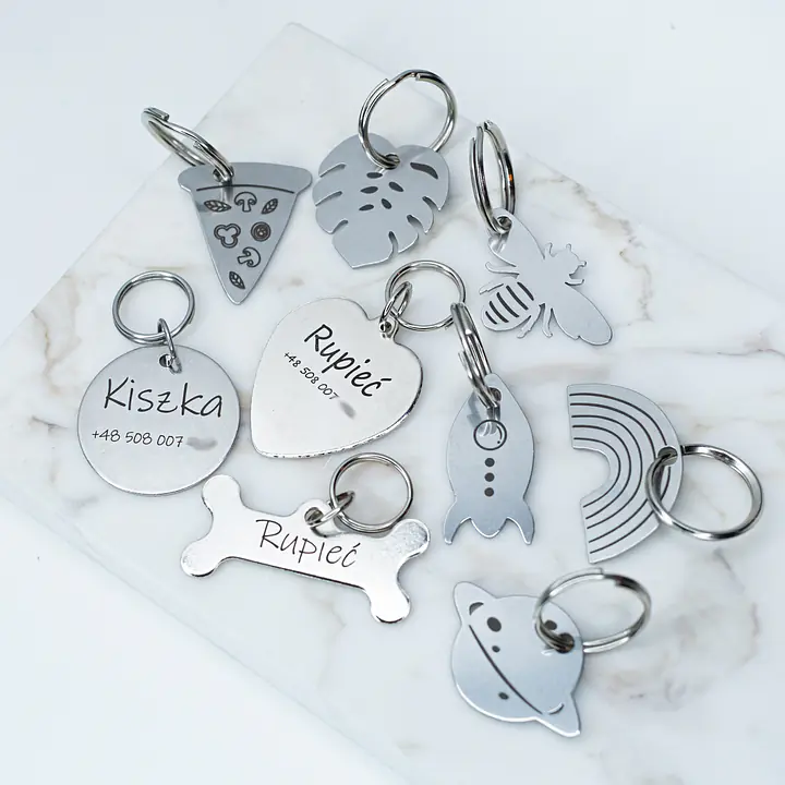 Steel ID tag - bone - Master