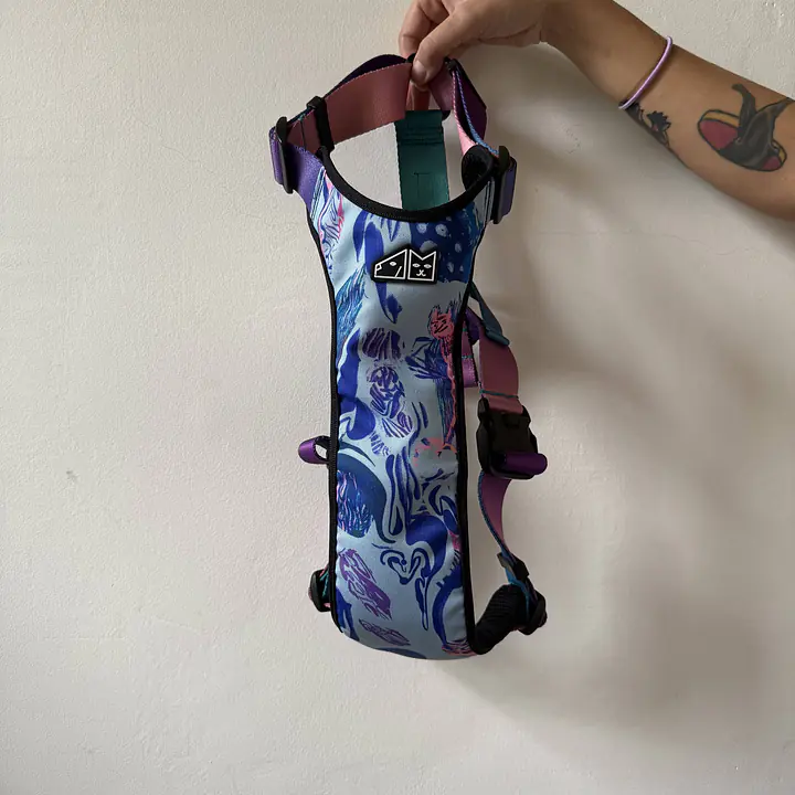 WYPRZEDAŻ Szelki bezuciskowe dla psa lub kota "Psychofanka" + "Ombre turkus" - Master